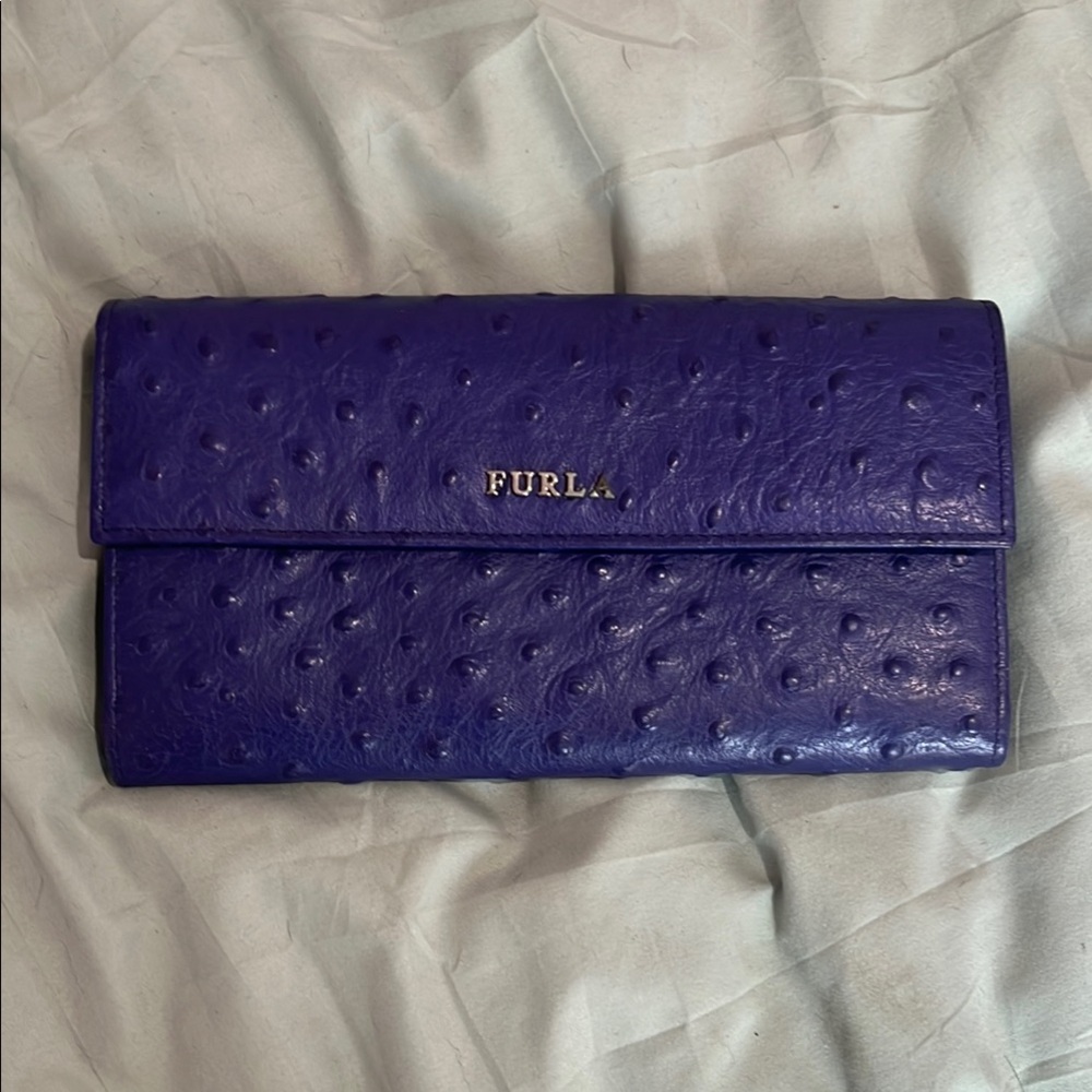 Furla Blue Ostrich Wallet